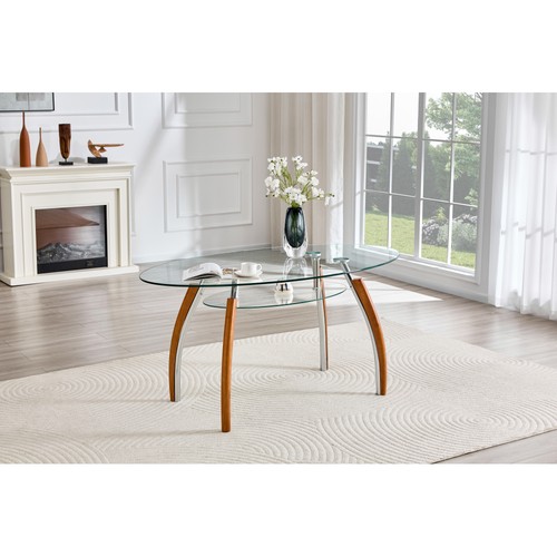 Oval glass coffee table - oval,